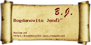 Bogdanovits Jenő névjegykártya