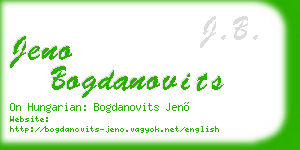 jeno bogdanovits business card